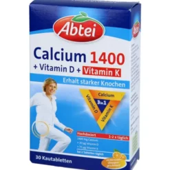 ABTEI Calcium 1400+Vitamin D3+K Kautabletten 30 Stück