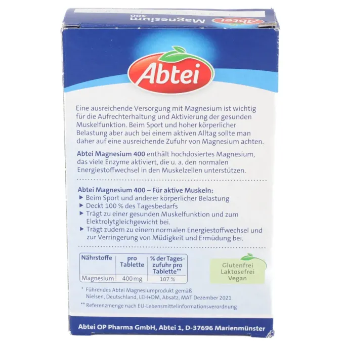 ABTEI Magnesium 400 hochdosiert Tabletten 30 Stück