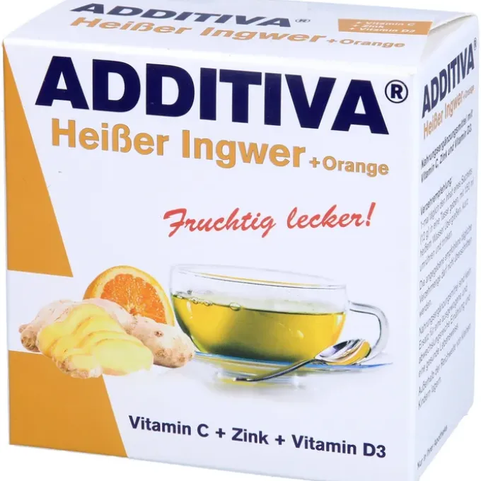 ADDITIVA heißer Ingwer+Orange Pulver Sachets 120 g