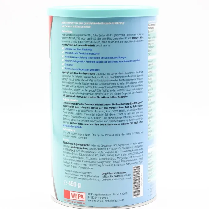 APODAY Schoko Slim Pulver Dose 450 g