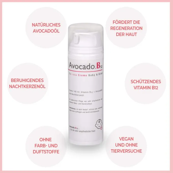 AVOCADO B12 Die rosa Baby & Kind Creme 140 ml
