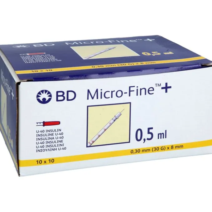 BD MICRO-FINE+ Insulinspr.0,5 ml U40 8 mm 100X0,5 ml