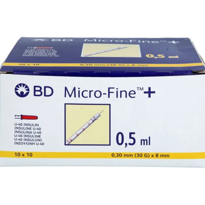 BD MICRO-FINE+ Insulinspr.0,5 ml U40 8 mm 100X0,5 ml