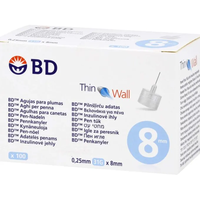 BD THIN Wall Pen-Nadeln 0,25 31 Gx8 mm 100 St