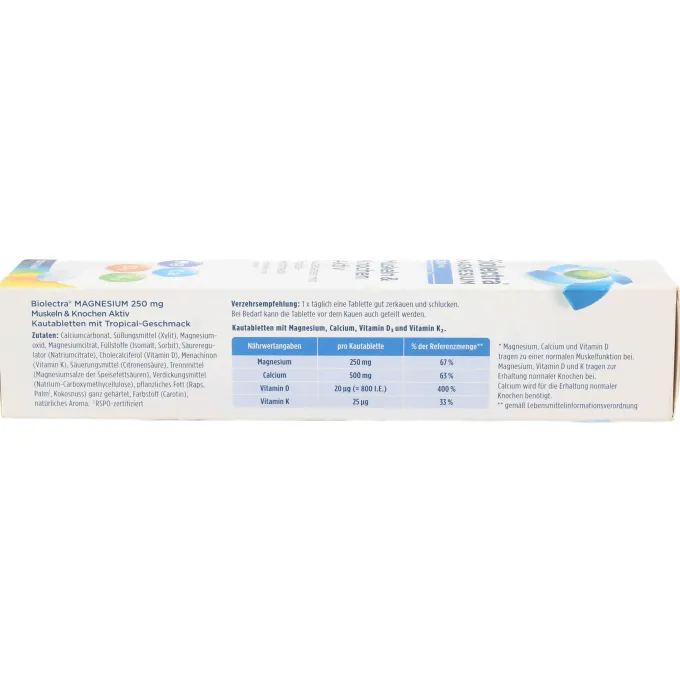 BIOLECTRA Magnesium 250 mg Muskeln & Kno.Aktiv KTA 30 Stück