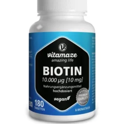 BIOTIN 10 mg hochdosiert vegan Tabletten 180 Stück