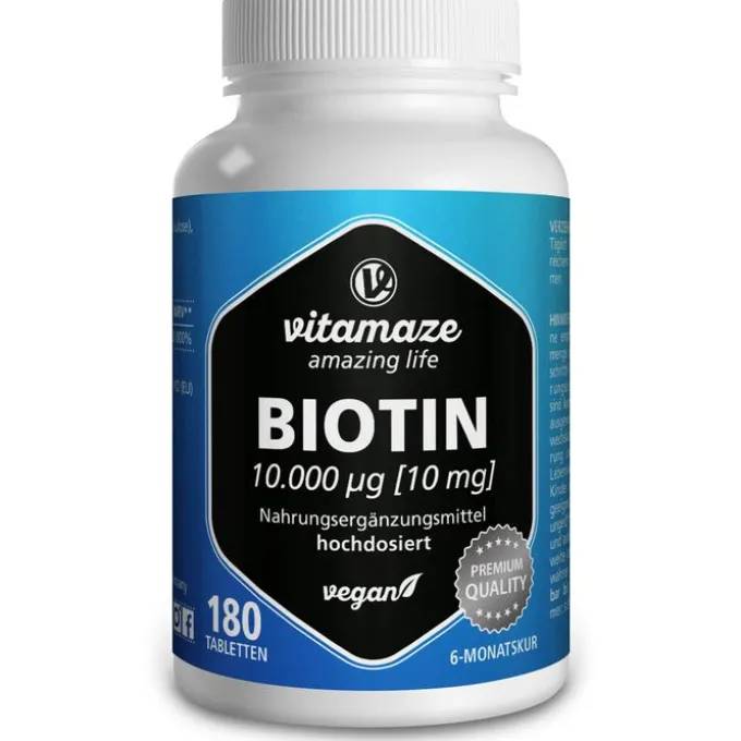 BIOTIN 10 mg hochdosiert vegan Tabletten 180 Stück
