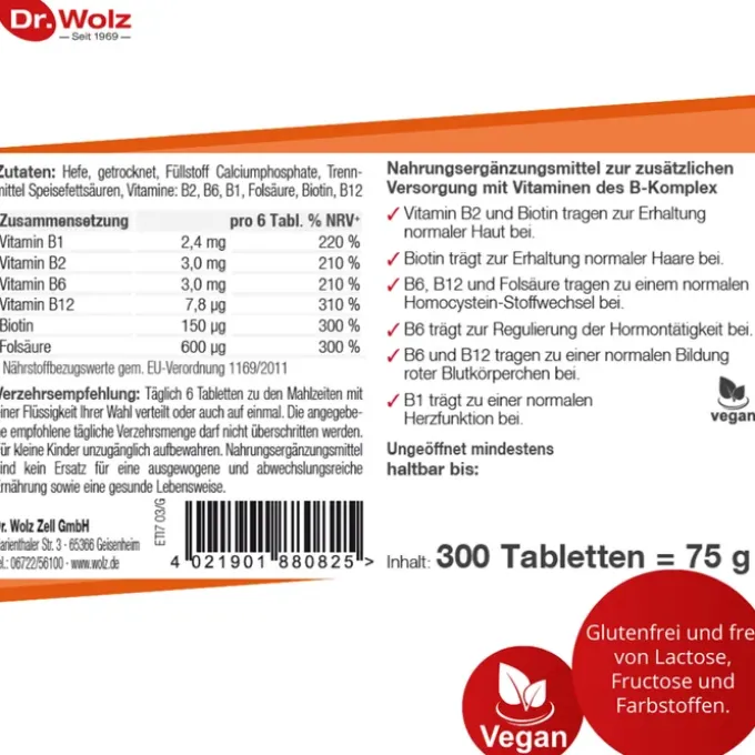 B-KOMPLEX+Biotin+Folsäure Tabletten 300 Stück