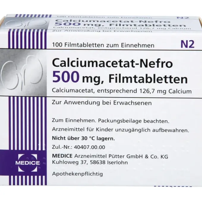 CALCIUMACETAT NEFRO 500 mg Filmtabletten 100 St