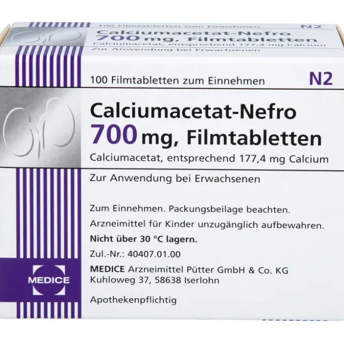 CALCIUMACETAT NEFRO 700 mg Filmtabletten 100 St