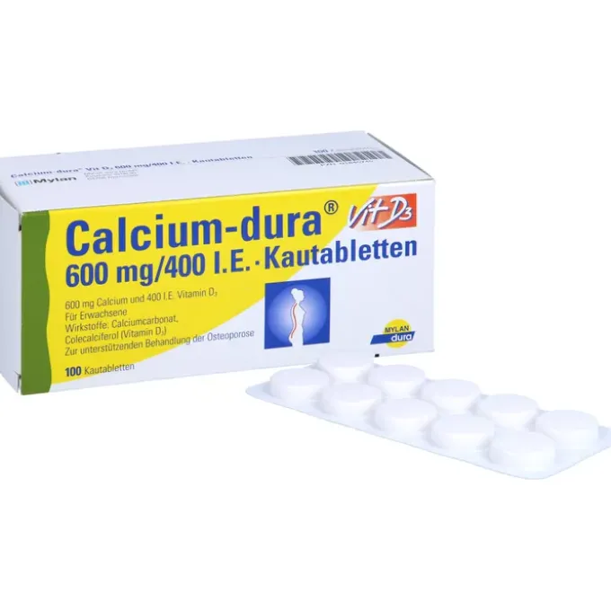 CALCIUM DURA Vit D3 600 mg/400 I.E. Kautabletten 100 St