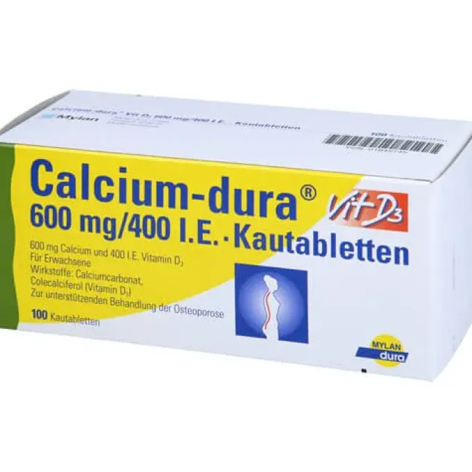 CALCIUM DURA Vit D3 600 mg/400 I.E. Kautabletten 100 St