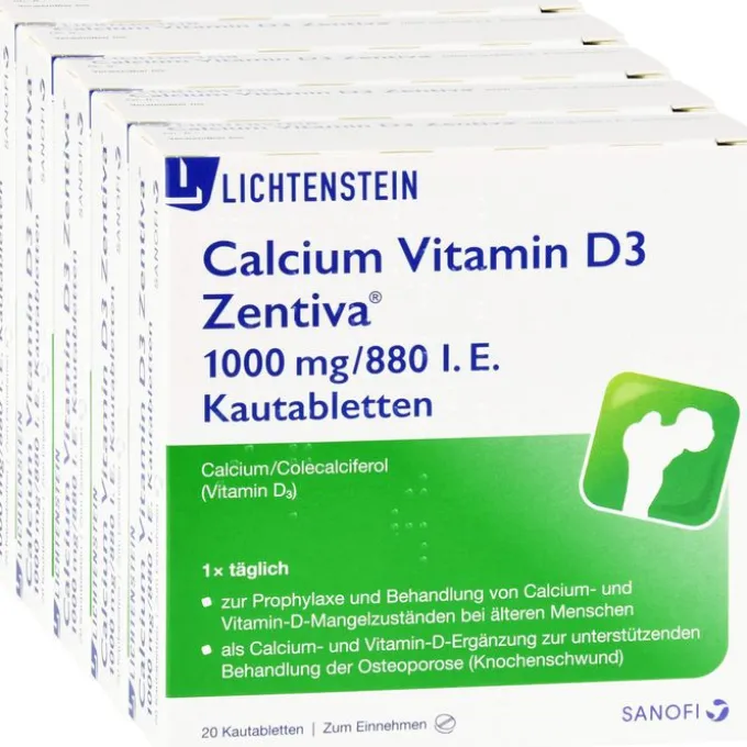 CALCIUM VITAMIN D3 Zentiva 1000 mg/880 I.E. Kautab 100 St
