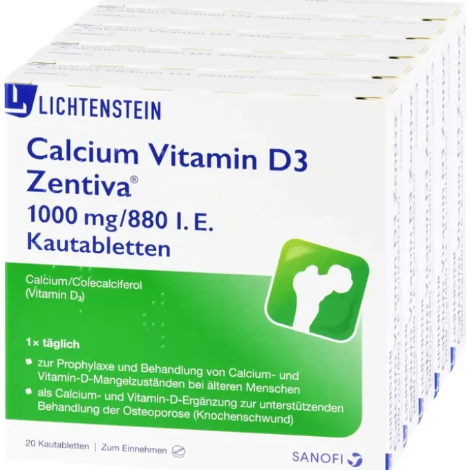 CALCIUM VITAMIN D3 Zentiva 1000 mg/880 I.E. Kautab 100 St