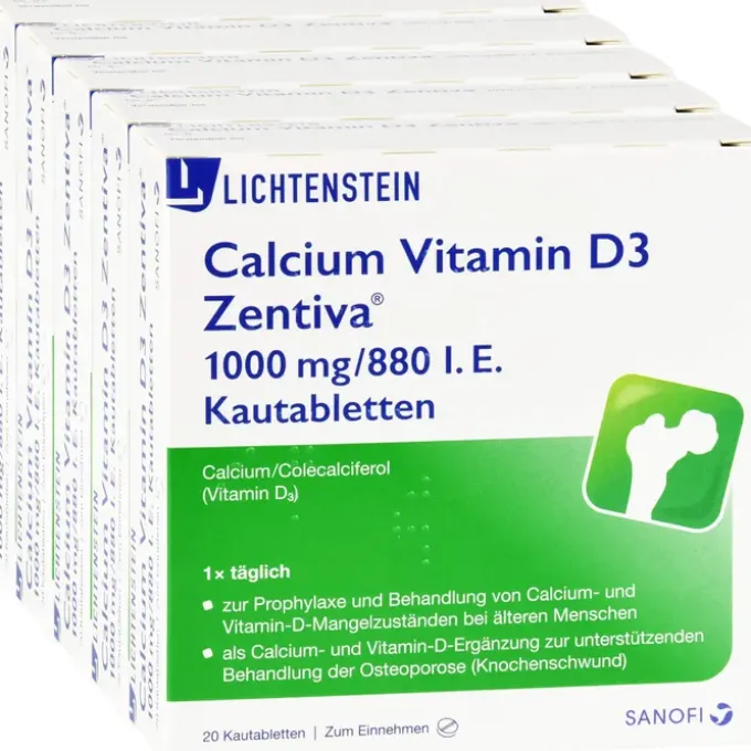 CALCIUM VITAMIN D3 Zentiva 1000 mg/880 I.E. Kautab 100 St