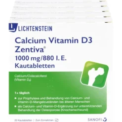 CALCIUM VITAMIN D3 Zentiva 1000 mg/880 I.E. Kautab 100 St