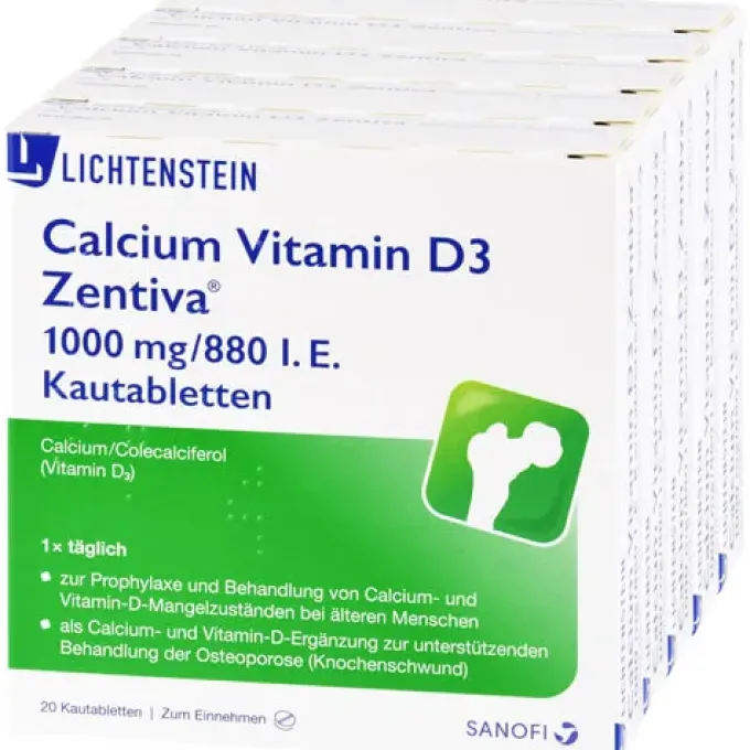 CALCIUM VITAMIN D3 Zentiva 1000 mg/880 I.E. Kautab 100 St
