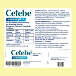 CETEBE ABWEHR plus Vitamin C+Vitamin D3+Zink Kaps. 30 Stück