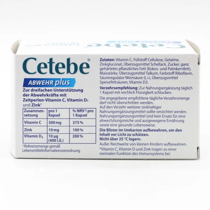 CETEBE ABWEHR plus Vitamin C+Vitamin D3+Zink Kaps. Set 2x60St