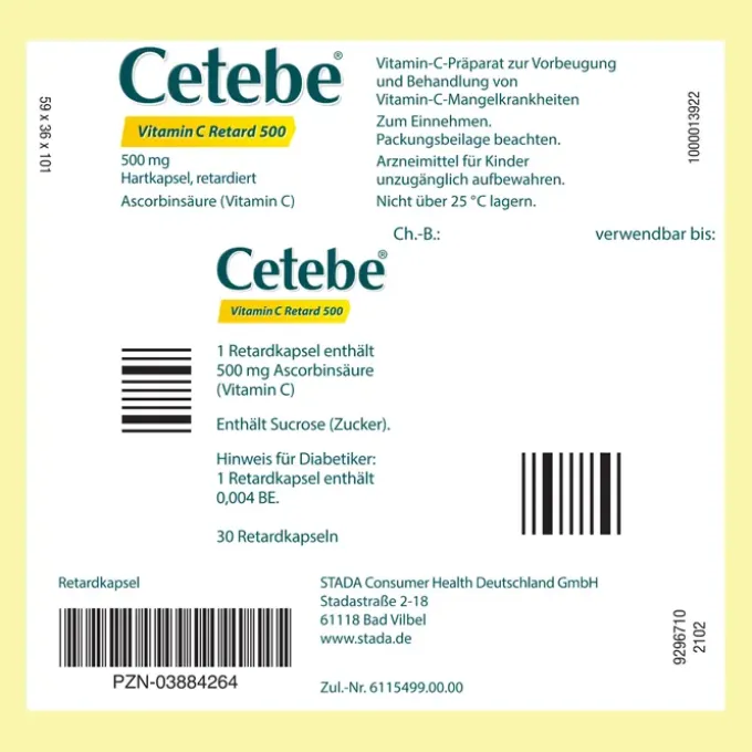 CETEBE Vitamin C Retardkapseln 500 mg 30 St