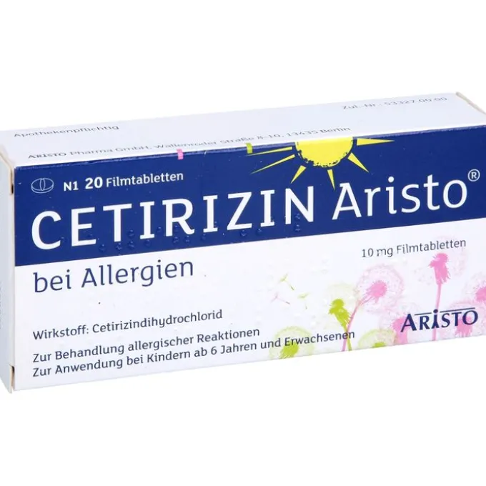CETIRIZIN Aristo bei Allergien 10 mg Filmtabletten 20 St