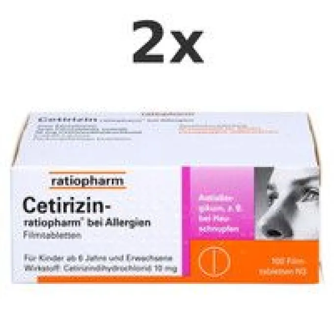 CETIRIZIN-ratiopharm bei Allergien 10 mg Filmtabl. Set 2x 100St