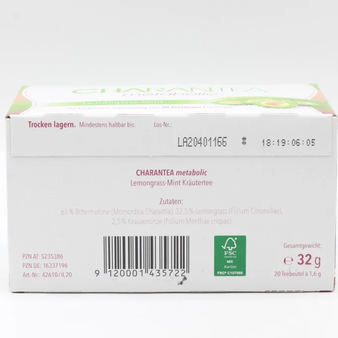 CHARANTEA metabolic Lemon/Mint Filterbeutel 20 Stück