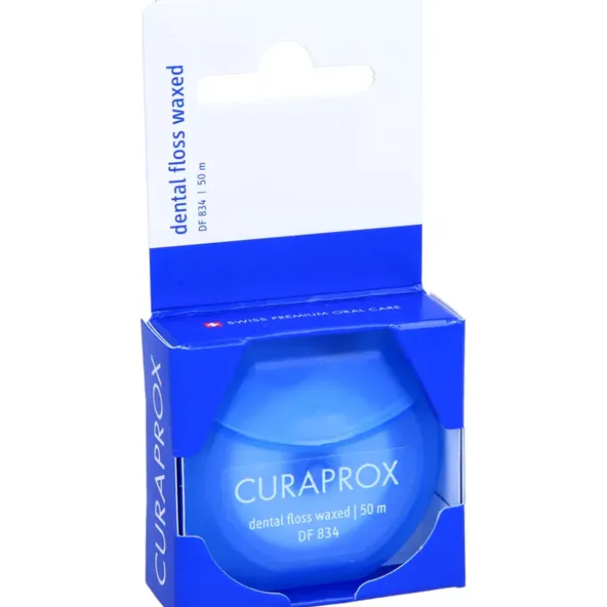 CURAPROX DF 834 Zahnseide waxed Minze Spender 50 m
