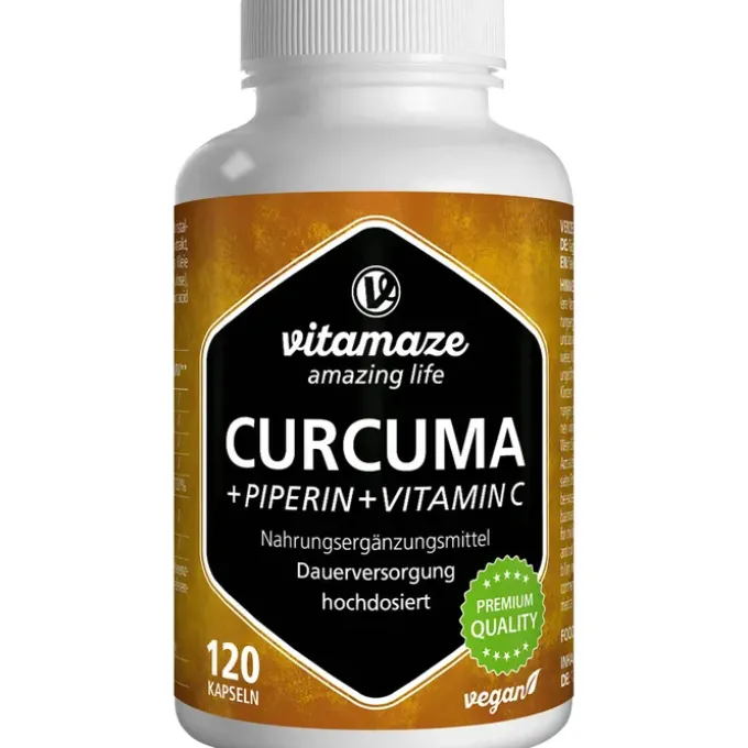 CURCUMA+PIPERIN+Vitamin C vegan Kapseln 120 Stück