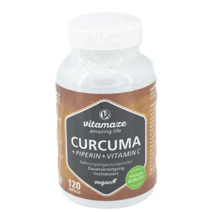 CURCUMA+PIPERIN+Vitamin C vegan Kapseln 120 Stück