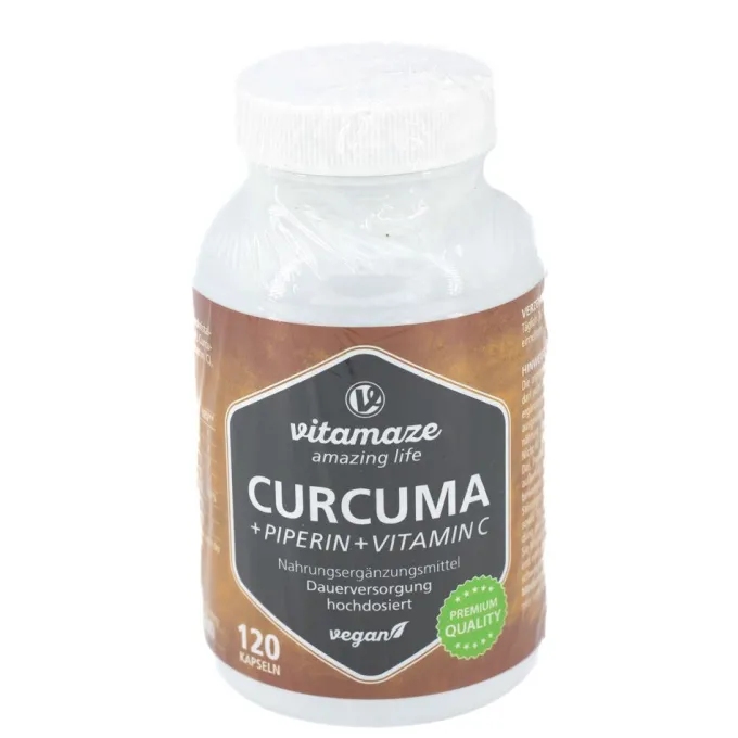 CURCUMA+PIPERIN+Vitamin C vegan Kapseln 120 Stück