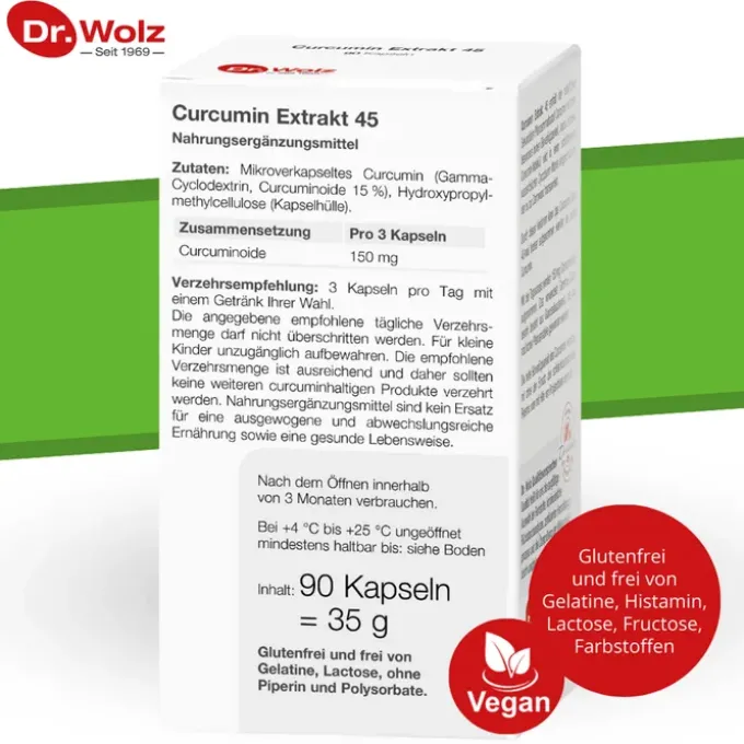 CURCUMIN EXTRAKT 45 Dr.Wolz Kapseln 90 Stück
