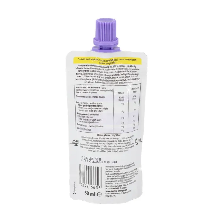 DEXTRO ENERGY Dextrose Drink blackcurrant 50 ml