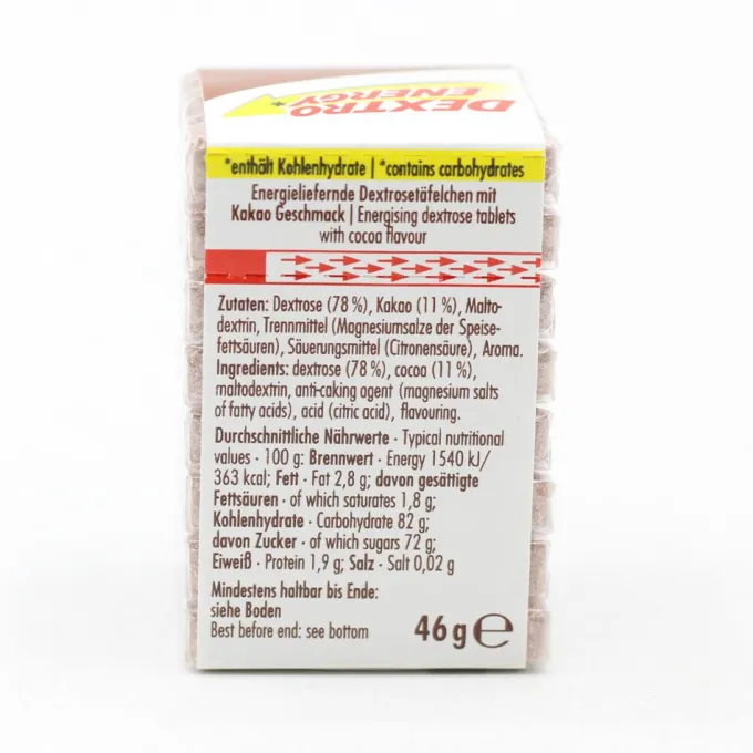 DEXTRO ENERGY Kakao Täfelchen 46 g