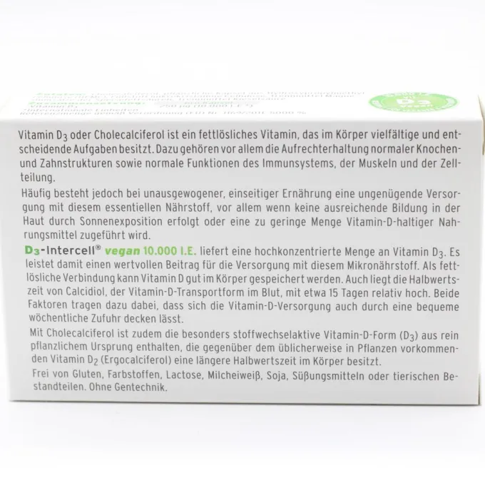 D3-INTERCELL vegan 10.000 I.E. Kapseln 30 Stück