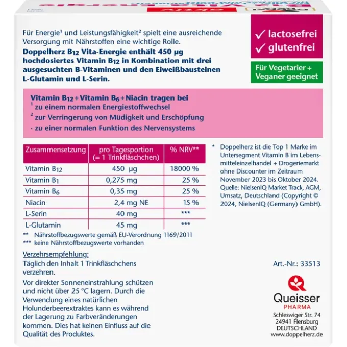 DOPPELHERZ B12 Vita-Energie Trinkampullen 30 Stück