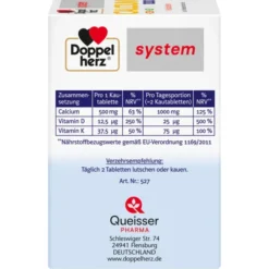 DOPPELHERZ Calcium 1000+D3+K2 system Kautabletten 60 Stück