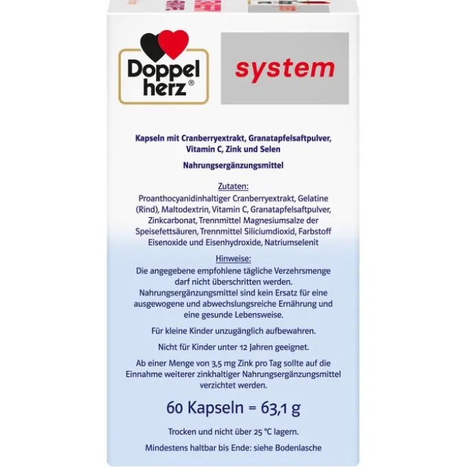 DOPPELHERZ Cranberry+Granatapfel system Kapseln 60 Stück