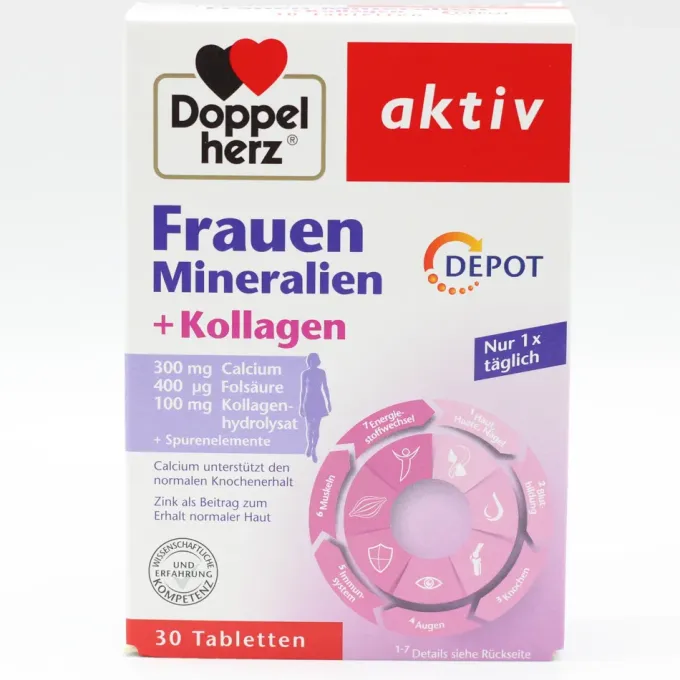 DOPPELHERZ Frauen Mineralien+Kollagen Depot Tabl. 30 Stück