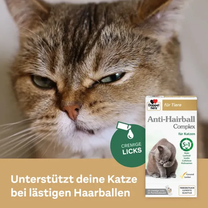 DOPPELHERZ für Tiere Anti-Hairball Complex Katzen 25X10 g