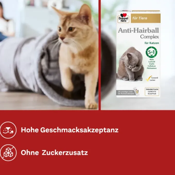 DOPPELHERZ für Tiere Anti-Hairball Complex Katzen 25X10 g