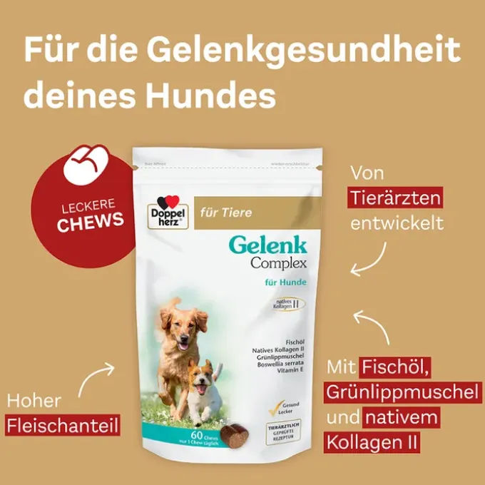 DOPPELHERZ für Tiere Gelenk Complex Chews f.Hunde 30 Stück