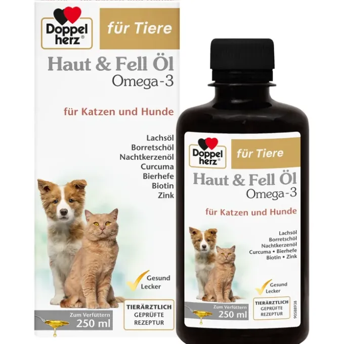 DOPPELHERZ für Tiere Haut&Fell Öl f.Hunde/Katzen 250 ml