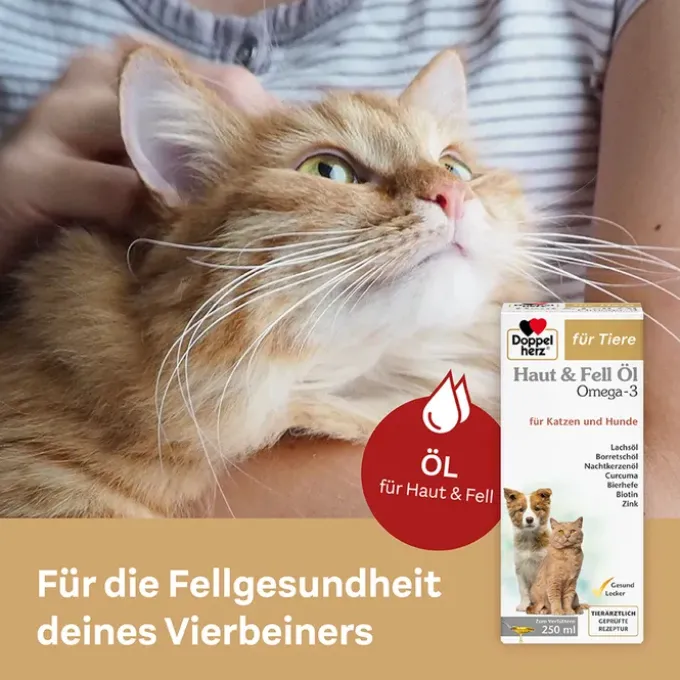 DOPPELHERZ für Tiere Haut&Fell Öl f.Hunde/Katzen 250 ml