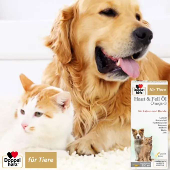 DOPPELHERZ für Tiere Haut&Fell Öl f.Hunde/Katzen 250 ml