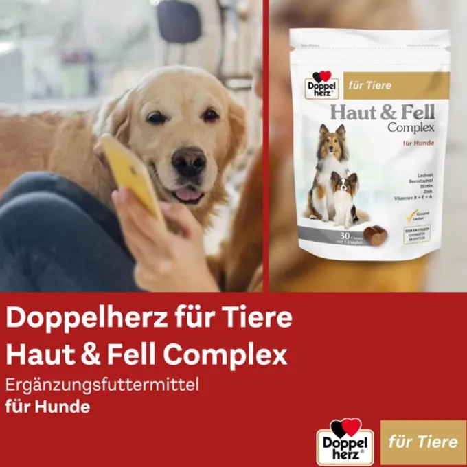 DOPPELHERZ für Tiere Haut&Fell Compl.Chews f.Hunde 30 Stück