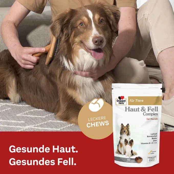 DOPPELHERZ für Tiere Haut&Fell Compl.Chews f.Hunde 30 Stück