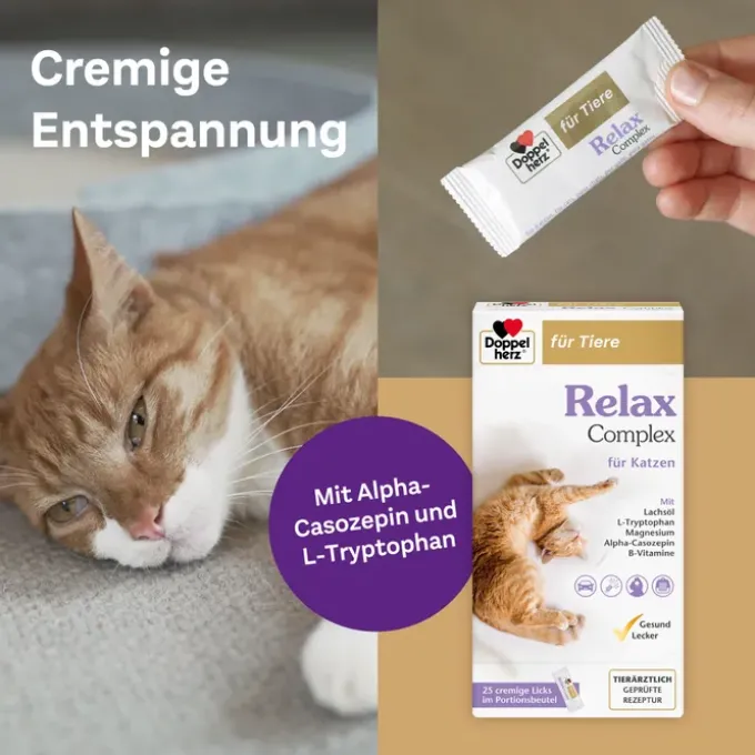 DOPPELHERZ für Tiere Relax Complex Port.Btl.f.Kat. 25X10 g
