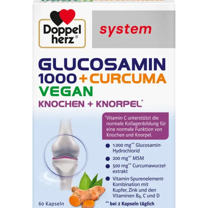 DOPPELHERZ Glucosamin 1000+Curcuma vegan syst.Kps. 60 Stück