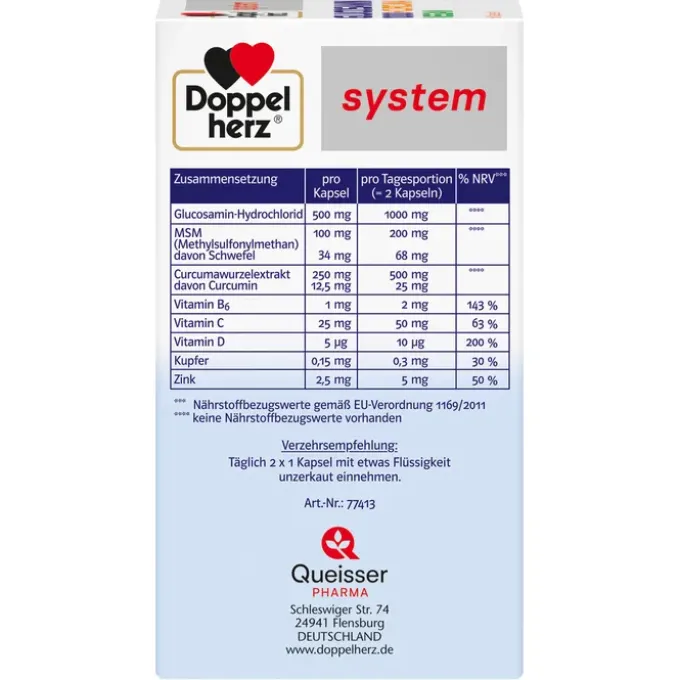 DOPPELHERZ Glucosamin 1000+Curcuma vegan syst.Kps. 60 Stück